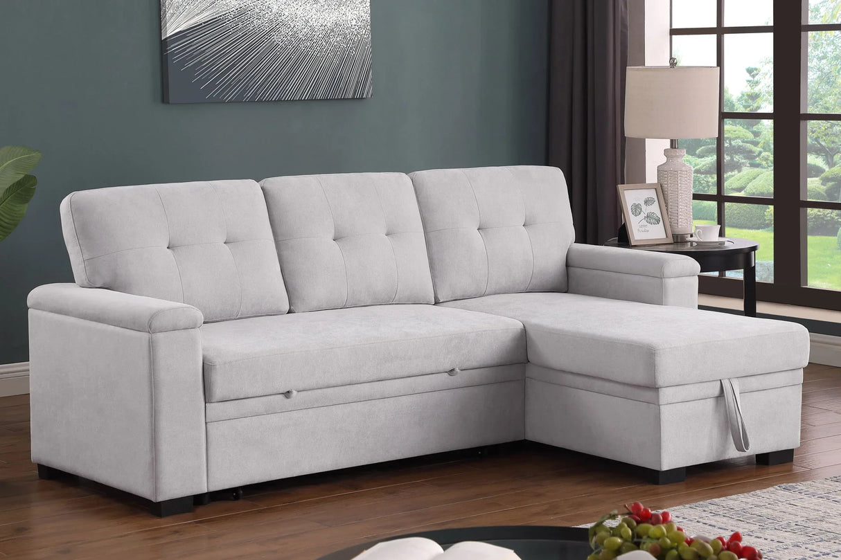 Lucca II - 84.5"W Reversible Sleeper Sectional Sofa with Storage Chaise - Furniture Home Direct