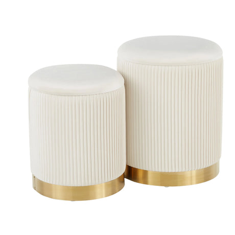 Marla - Contemporary Nesting Pleated Ottoman Set - Furniture Home Direct