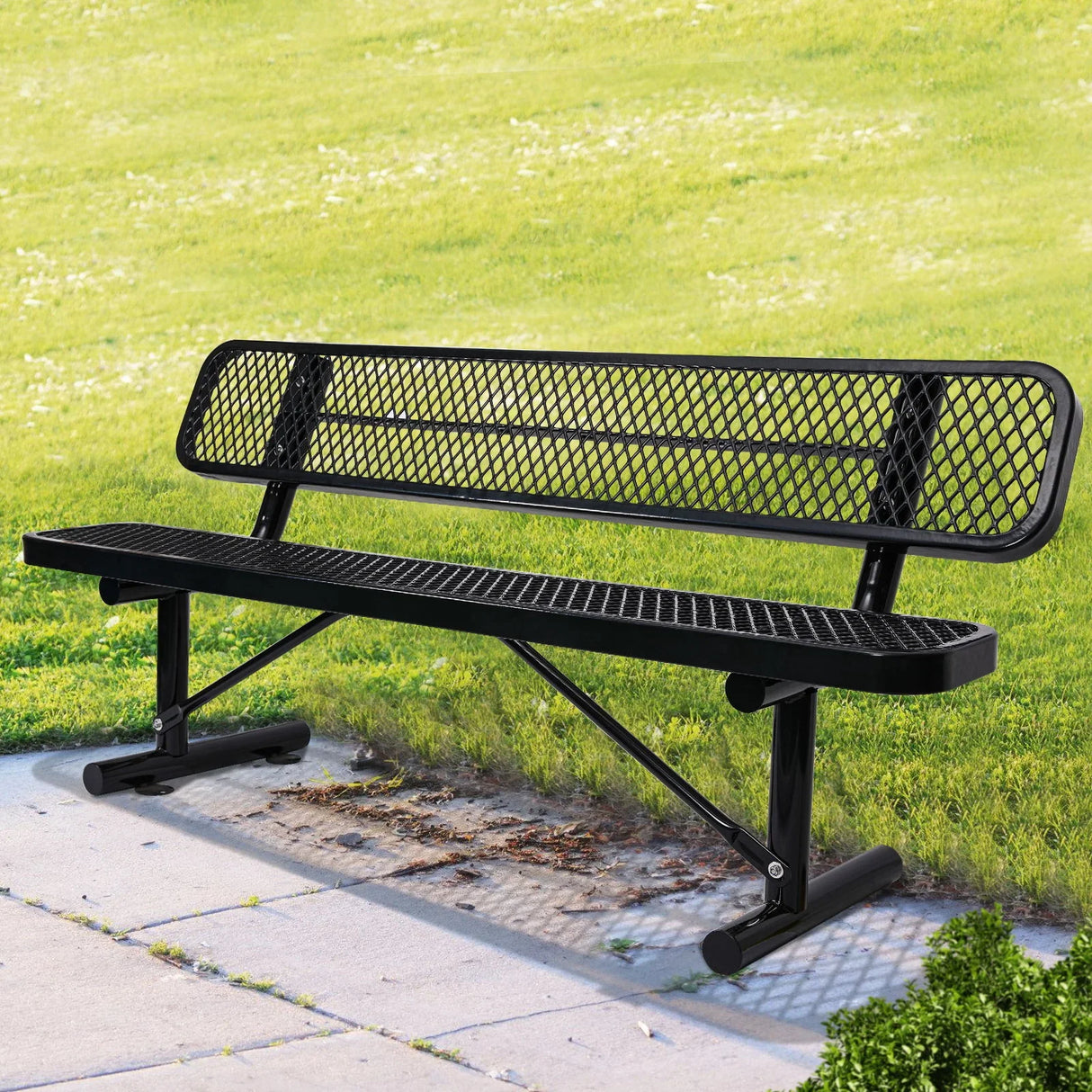 Outdoor Steel Bench With Backrest - Furniture Home Direct
