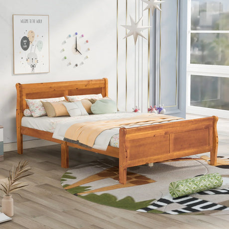 Platform Bed Frame Mattress Foundation Sleigh Bed With Headboard / Footboard / Wood Slat Suppor - Furniture Home Direct