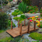 Wooden Arc Footbridge With Chain Railings For Backyard Creek Stained 5 Ft - Brown - Furniture Home Direct