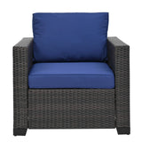 4 Piece Rattan Outdoor Patio Set - Blue - Furniture Home Direct