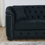 Sofa And Loveseat - Velvet Black - Furniture Home Direct