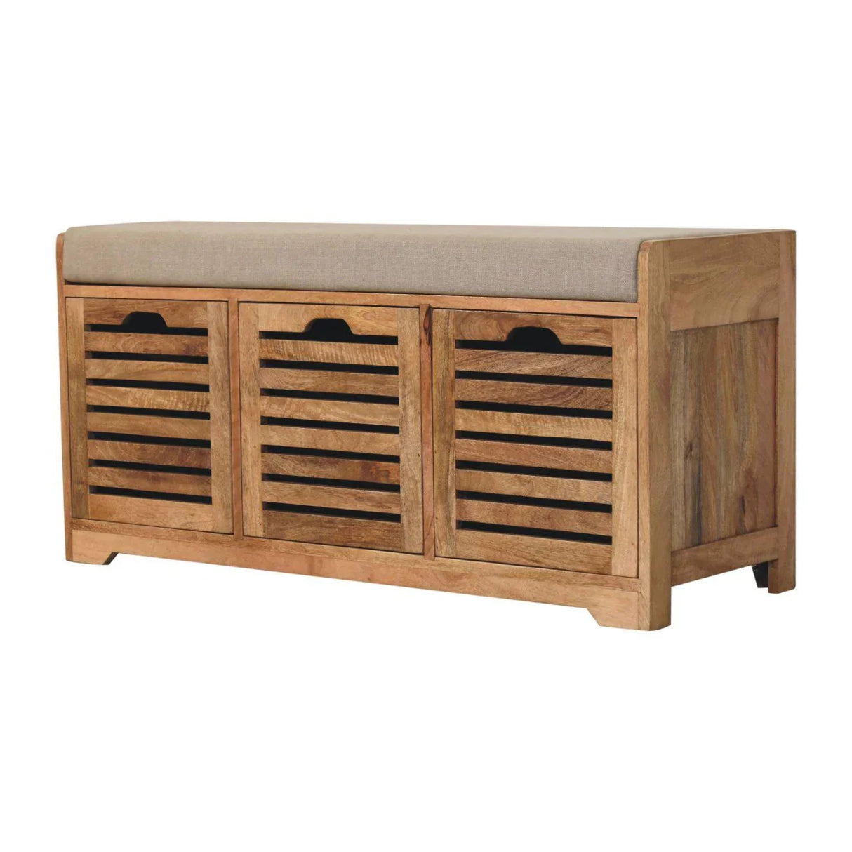 Shutter Shoe Bench, 3 Drawer - Oak - Furniture Home Direct