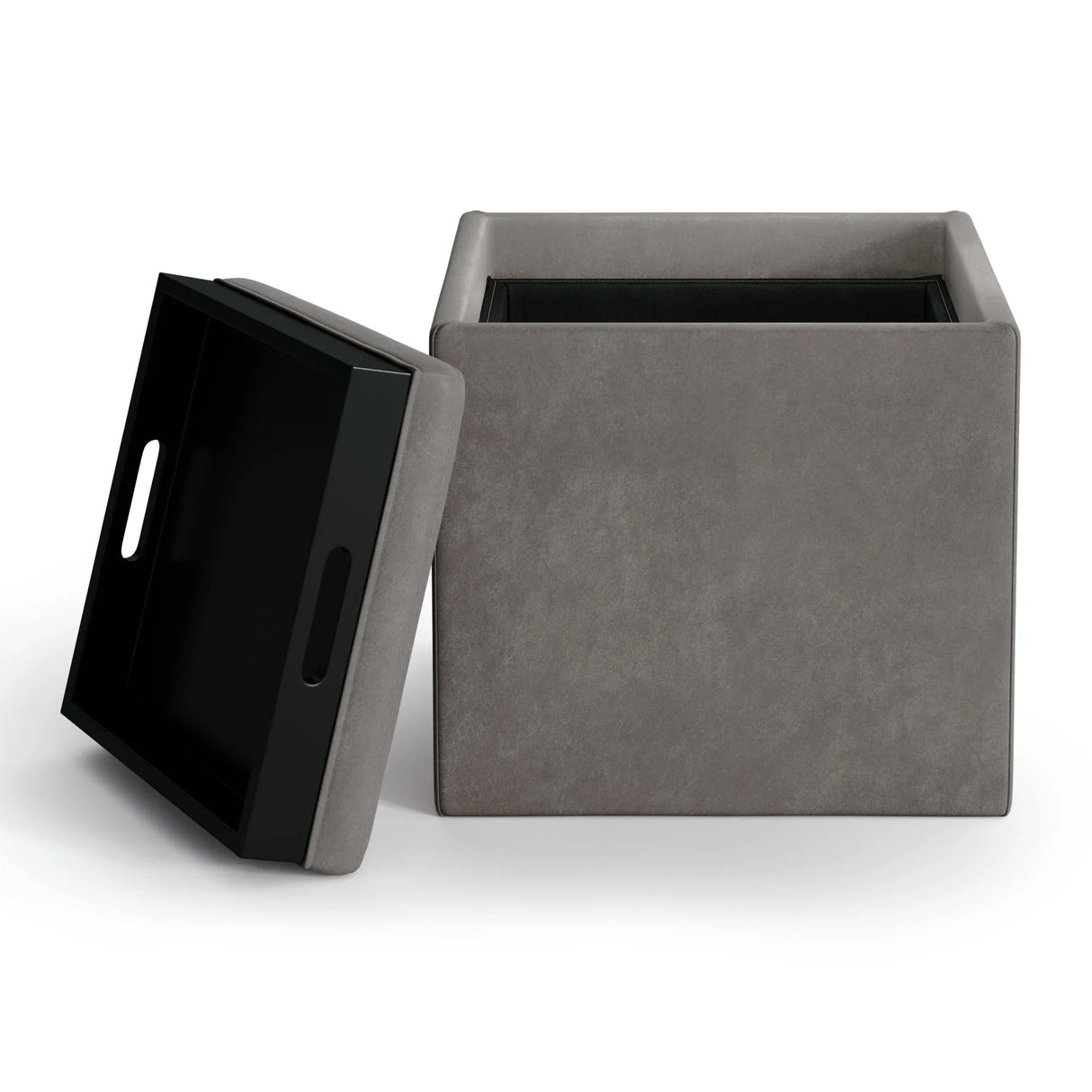 Rockwood - Upholstered Cube Storage Ottoman With Tray - Furniture Home Direct