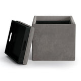 Rockwood - Upholstered Cube Storage Ottoman With Tray - Furniture Home Direct