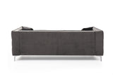 2 Piece Velvet Living Room Set with Sofa and Loveseat and 4 Pillows - Gray - Furniture Home Direct