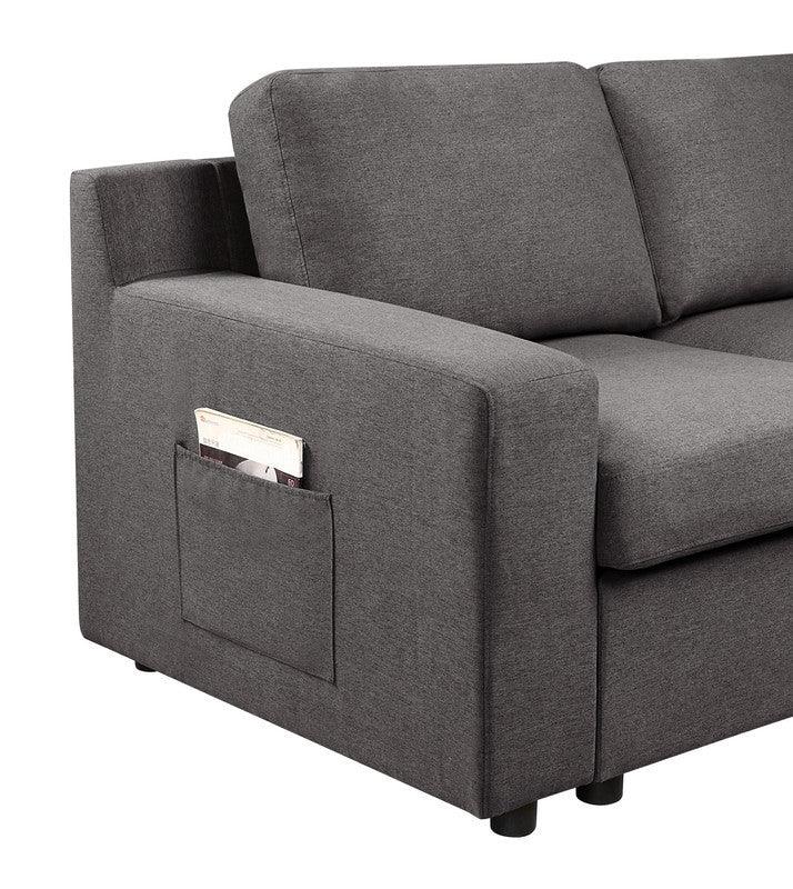Sectional Sofa L Shaped Right Facing Plush Linen Gray - Furniture Home Direct