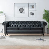 Traditional Square Arm Removable Cushion 3 Seater Sofa - Furniture Home Direct