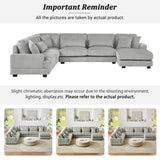 Sectional Sofa Oversized U Shaped Corduroy Fabric Gray - Furniture Home Direct
