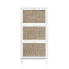Modern Rattan 3 Door Shoe Rack Cabinet For Entryway - Furniture Home Direct