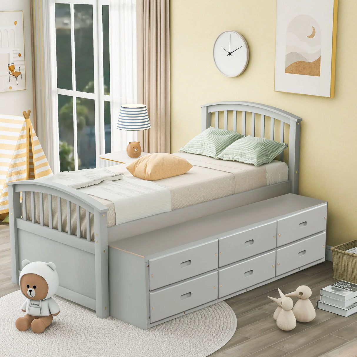 Platform Storage Bed Solid Wood Bed With 6 Drawers - Furniture Home Direct