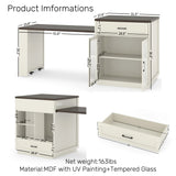 Extendable Kitchen Island With Slide Out Table And Storage Racks For 2 - 6 Person, Power Outlet, Bar, Prep Station - Creamy White / Walnut - Furniture Home Direct