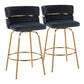 Cinch - Glam / Art Deco Fixed Height Counter Stool With Swivel With Round Footrest (Set of 2) - Furniture Home Direct