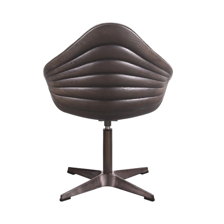 Pipino - Top Grain Leather Accent Chair With Swivel - Antique Ebony - Furniture Home Direct