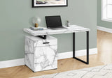 Computer Desk, Home Office, Laptop, Left, Right Set-Up, Storage Drawers, Work, Marble Look Laminate, Contemporary, Modern - White - Furniture Home Direct