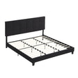 King Size Upholstered Platform Bed Frame With Button Tufted Linen Fabric Headboard, No Box Spring Needed, Wood Slat Support - Furniture Home Direct