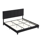 King Size Upholstered Platform Bed Frame With Button Tufted Linen Fabric Headboard, No Box Spring Needed, Wood Slat Support - Furniture Home Direct