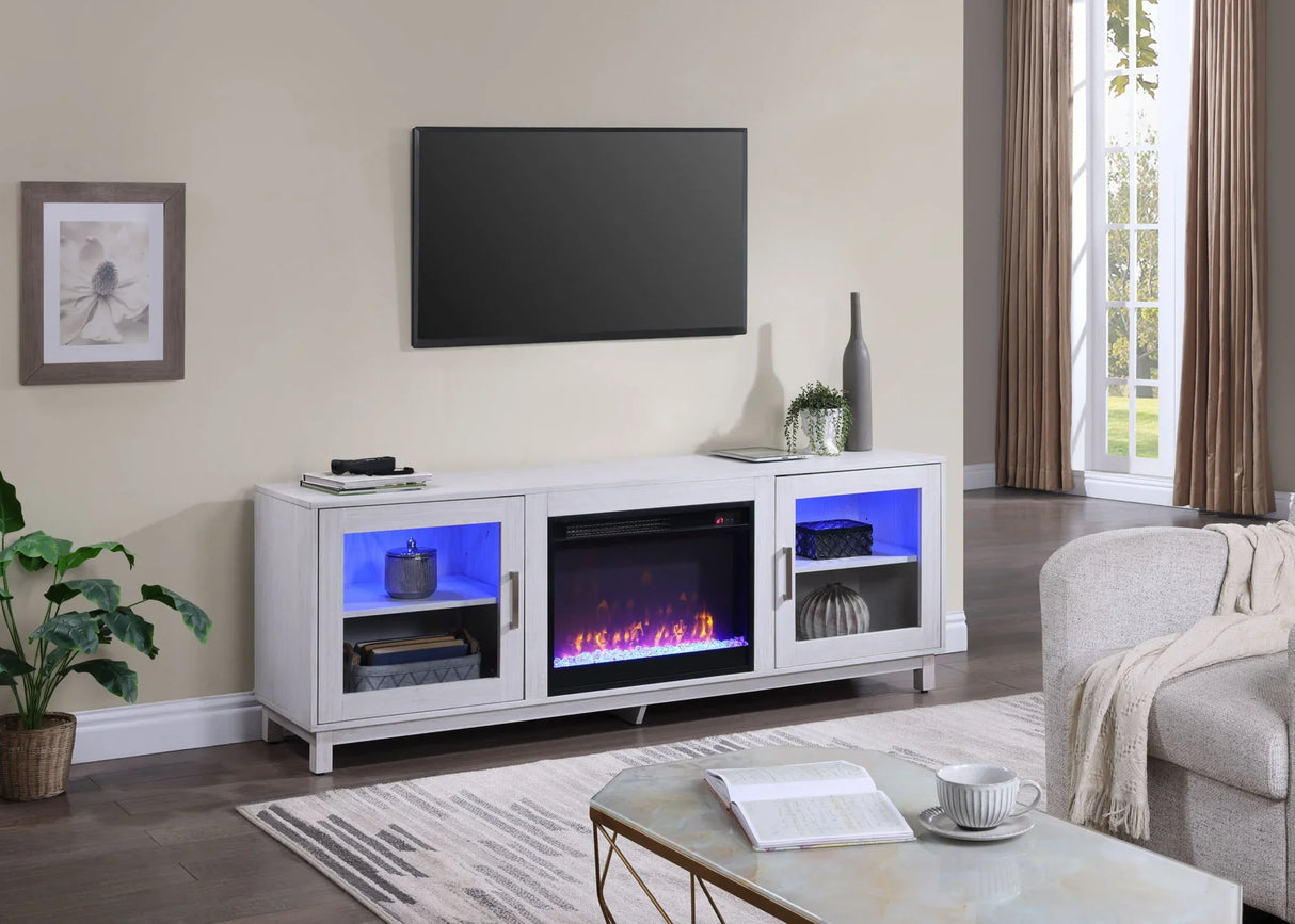Summit - TV Stand Console With Fireplace - White Walnut Finish - Furniture Home Direct