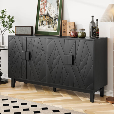 Modern Style Buffet Cabinet, Storage Side Cabinet Buffet Cabinet, Medieval Modern Multifunctional Decorative Cabinet Suitable For Living Room, Dining Room, Entrance, Corridor, Kitchen - Black - Furniture Home Direct