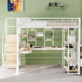 Loft Bed With Storage Staircase And Small Wardrobe, Built - In Desk And Storage Shelves - Furniture Home Direct