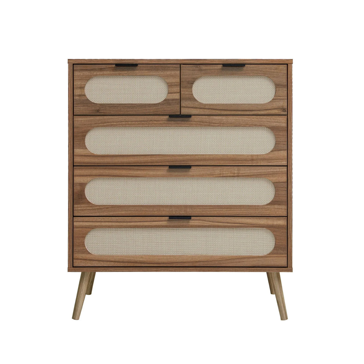 Modern 5 Drawer Accent Chest - Walnut - Furniture Home Direct