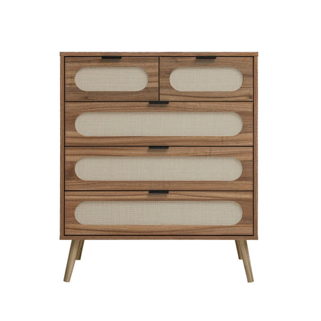 Modern 5 Drawer Accent Chest - Walnut - Furniture Home Direct