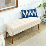 Modern Living Room Bench With Looped Yarn Fabric And Rubber Wooden Legs - Furniture Home Direct