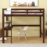 Loft Pine Wood Bed With Built-In Desk, Safety Guardrails, Ladder - Furniture Home Direct