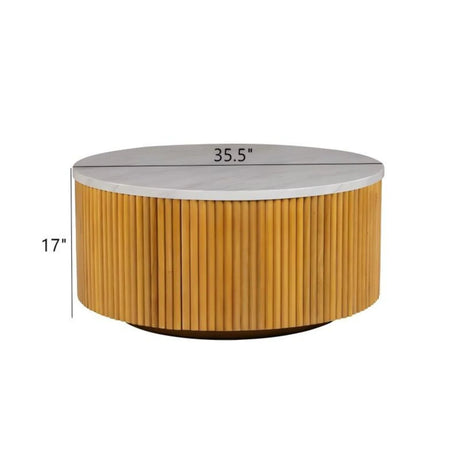 Round Coffee Table With Storage - Natural / White - Furniture Home Direct
