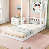 House-Shaped Roof Headboard Floor Bed, (Without Slats) - Furniture Home Direct