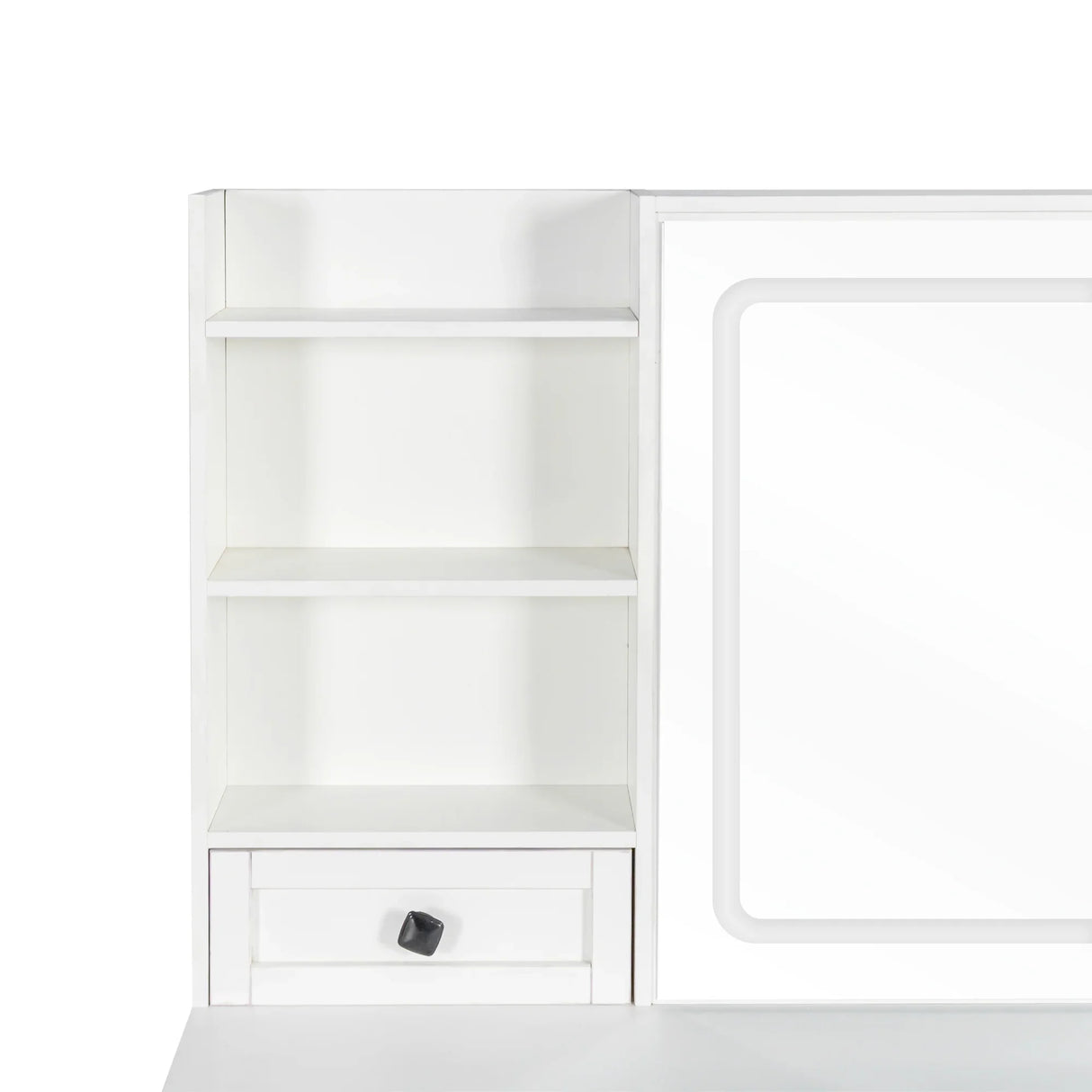 Vanity Desk With Lights And Built In Mirror In White - Furniture Home Direct