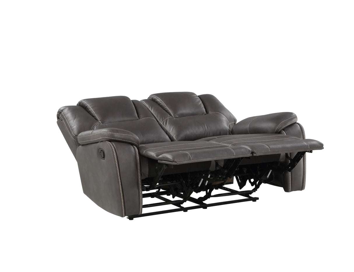 Katrine - Charcoal PU Manual Loveseat - Charcoal Black - Furniture Home Direct