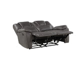Katrine - Charcoal PU Manual Loveseat - Charcoal Black - Furniture Home Direct