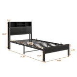 Modern Metal Platform Bed Frame With Storage Headboard And Charging Station - Furniture Home Direct