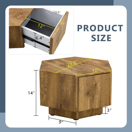 Hexagonal Coffee Table With Drawers - Wood - Furniture Home Direct
