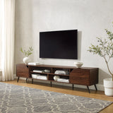 Contemporary 2 Door Minimalist TV Stand For TVs Up To 90" - Dark Walnut - Furniture Home Direct