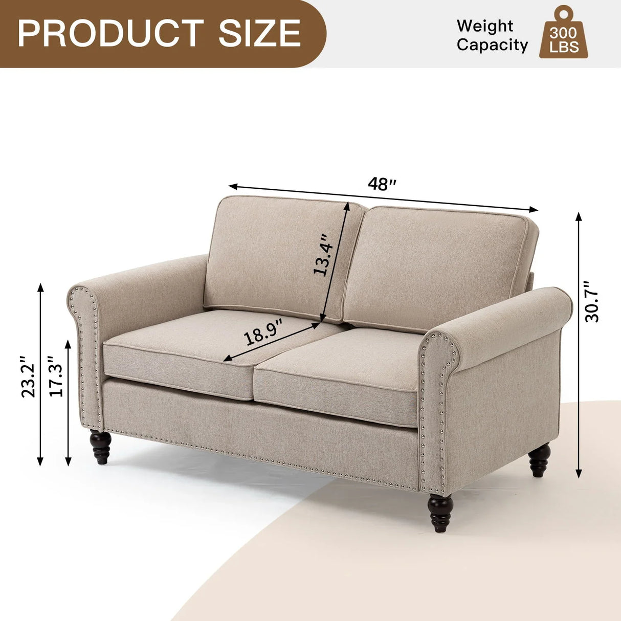 Loveseat Sofa, Mid-Century Modern Couches For Living Room, Button Tufted Sofa - Furniture Home Direct