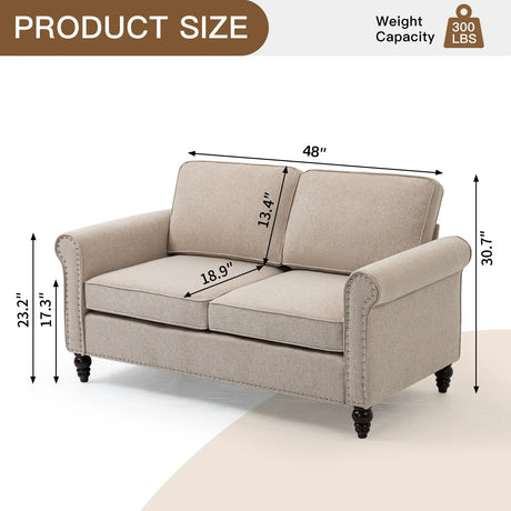 Loveseat Sofa, Mid-Century Modern Couches For Living Room, Button Tufted Sofa - Furniture Home Direct