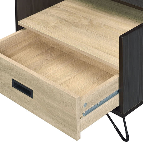 Melkree - Nightstand With Drawer - Oak / Black - Furniture Home Direct