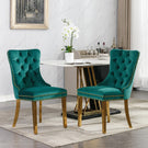 Nikki - Modern, High-End Tufted Solid Wood Contemporary Velvet Upholstered Dining Chair With Golden Stainless Steel Plating Legs, Nailhead Trim (Set of 2) - Furniture Home Direct