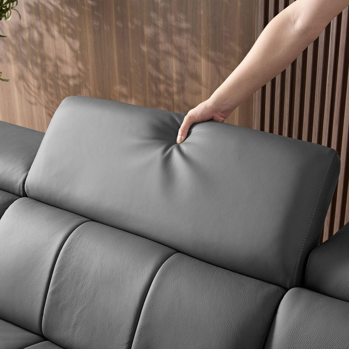 Reclining Leather Sectional with USB Port - Gray - Furniture Home Direct