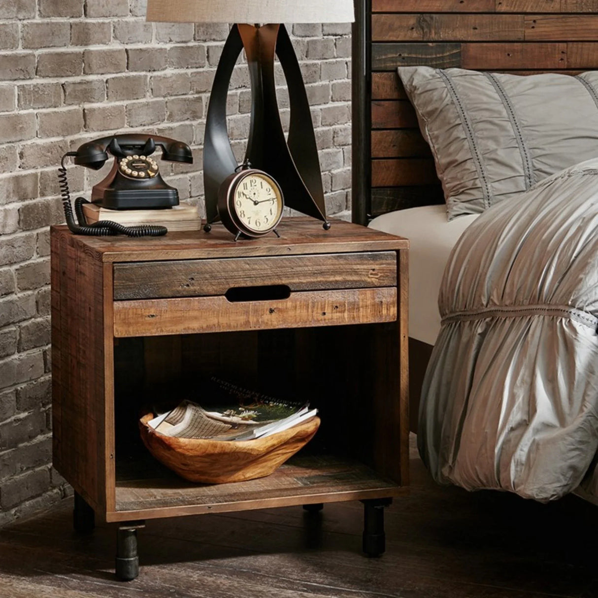 Renu - Nightstand With Drawer - Light Brown Multi - Furniture Home Direct