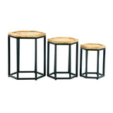 Modern Industrial End Table (Set of 3) - Black / Natural