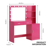 Vanity Desk With Mirror And Lights, 46.4In Dressing Table With 2 Large Drawer & Large Vertical Organizer, 3 Level Dresser & 3 Lighting Modes Adjustable Brightness, Suitable For Bedroom - Furniture Home Direct