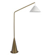 Lisbon - Floor Lamp With On / Off Switch Coned Base Hanging Shade - Antique Brass / White - Furniture Home Direct