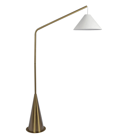 Lisbon - Floor Lamp With On / Off Switch Coned Base Hanging Shade - Antique Brass / White - Furniture Home Direct