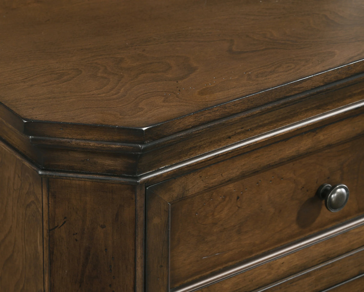 Queen Bed Set Dresser Nightstands Mirror Chest Walnut Brown - Furniture Home Direct