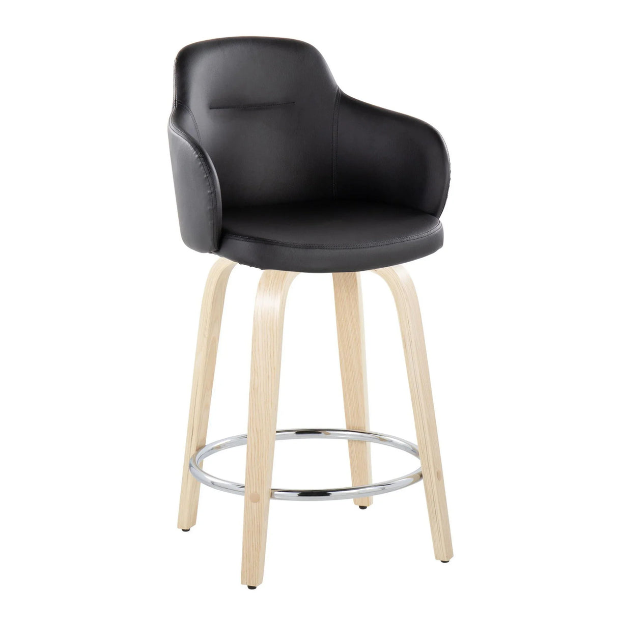 Boyne - Contemporary Fixed Height Counter Stool & Swivel With Round Footrest (Set of 2) - Furniture Home Direct