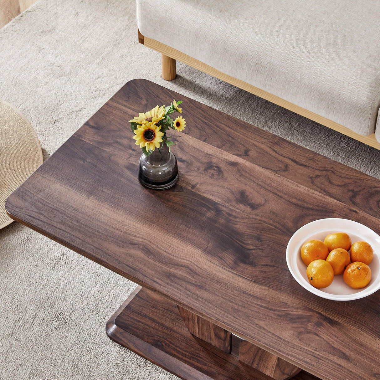 Coffee Table Modern Rectangular Walnut Finish Walnut - Furniture Home Direct